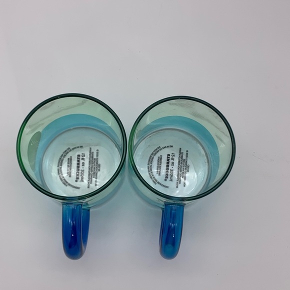 Set Of Two 2021 Starbucks Blue Handled Glass Coffee Mug Cup 12 Oz - Picture 8 of 9